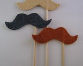Set of 3 Felt Moustaches on Sticks