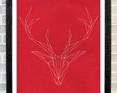 Deer head triangles 11 X 16 Red