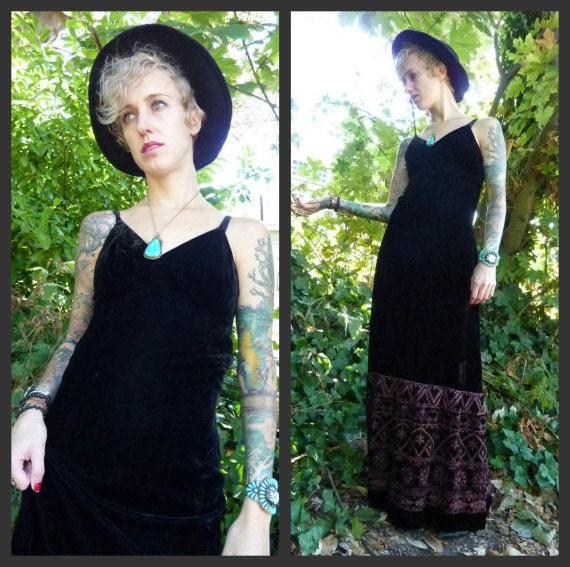 Black Velvet Garden Goddess Goth Dress, small