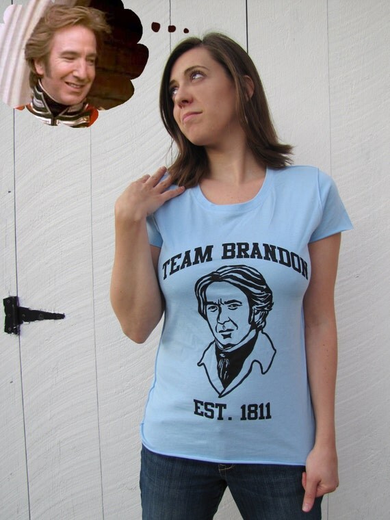 Team Brandon T-Shirt (BLUE) : Colonel Brandon, Alan Rickman, Jane Austen