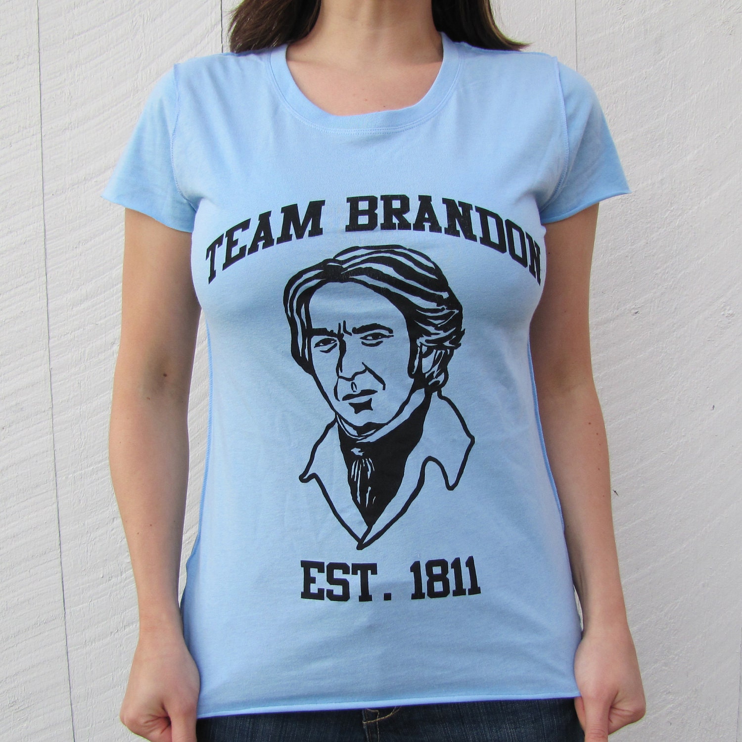 Team Brandon T-Shirt (BLUE) : Colonel Brandon, Alan Rickman, Jane Austen