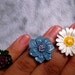 Large Blue Flower Polka Dot Adjustable Ring