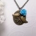 Flower Blossom Bird Necklace - Blue