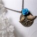 Flower Blossom Bird Necklace - Blue