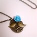 Flower Blossom Bird Necklace - Blue