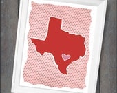 Map Customized State Art Print or Country Print - Texas 8x10