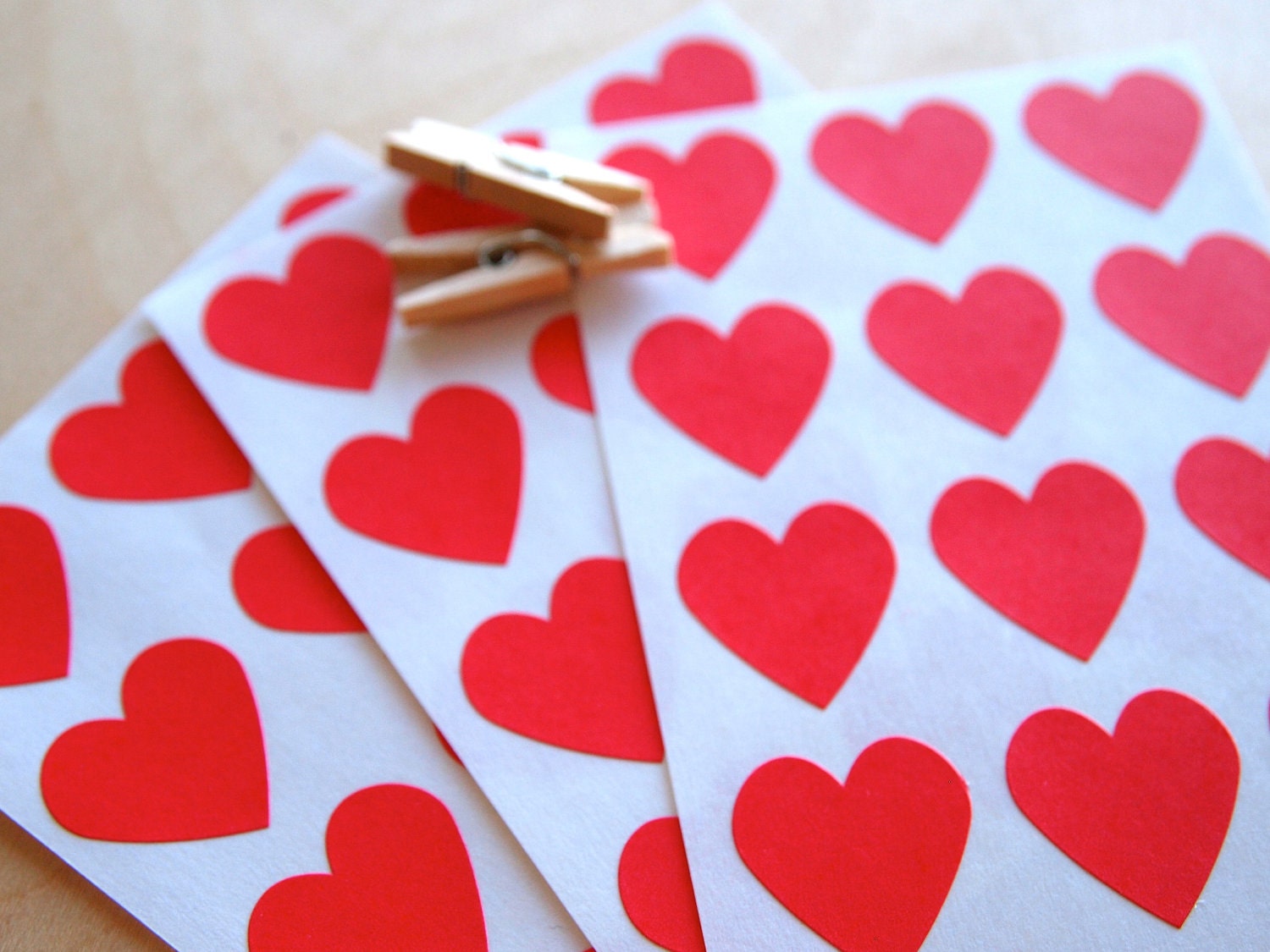 144 Red Heart Stickers - Envelope Seals