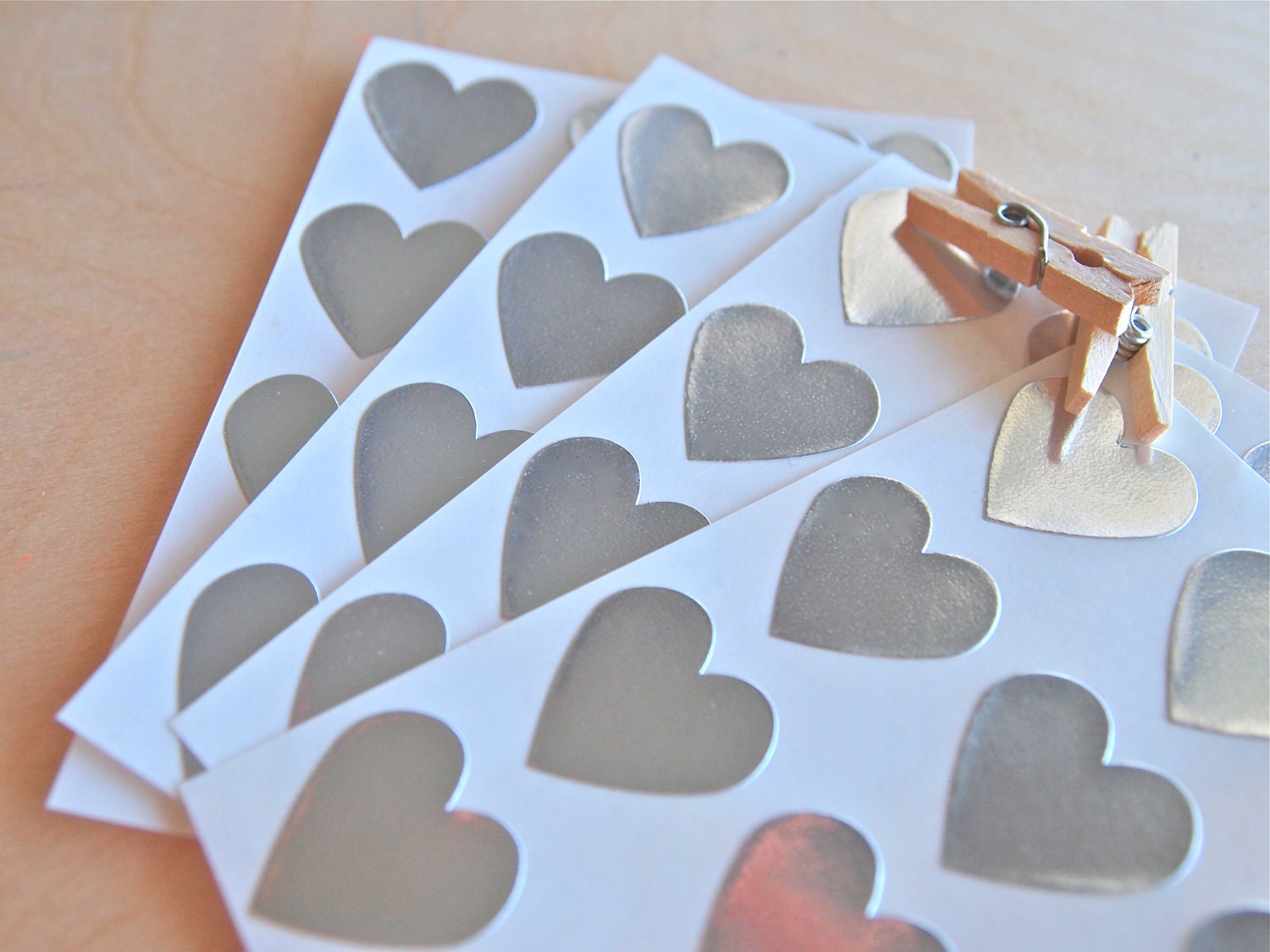 144 Silver Heart Stickers // Envelope Seals