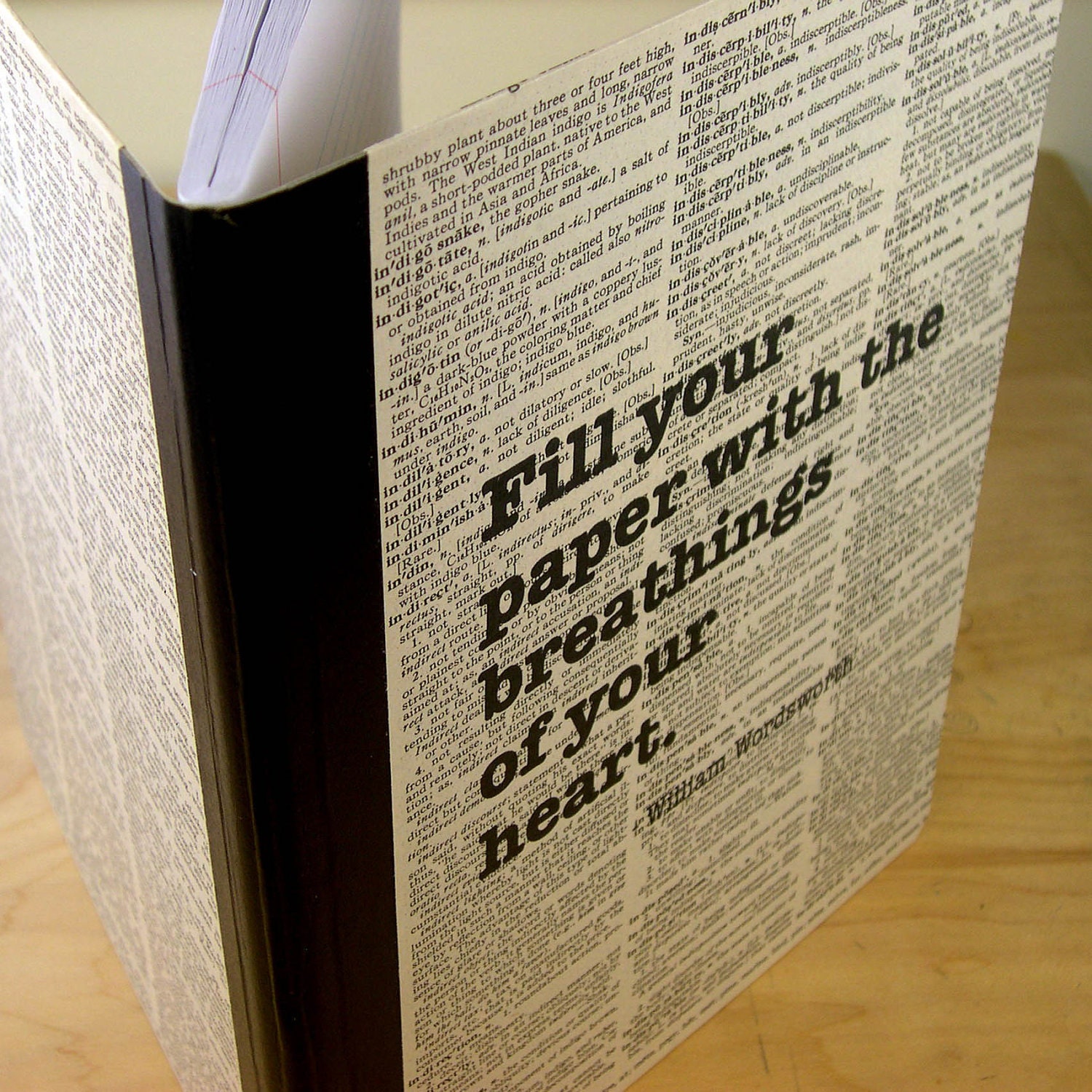 Diary Journal with Inspirational Quotation on a Dictionary Page