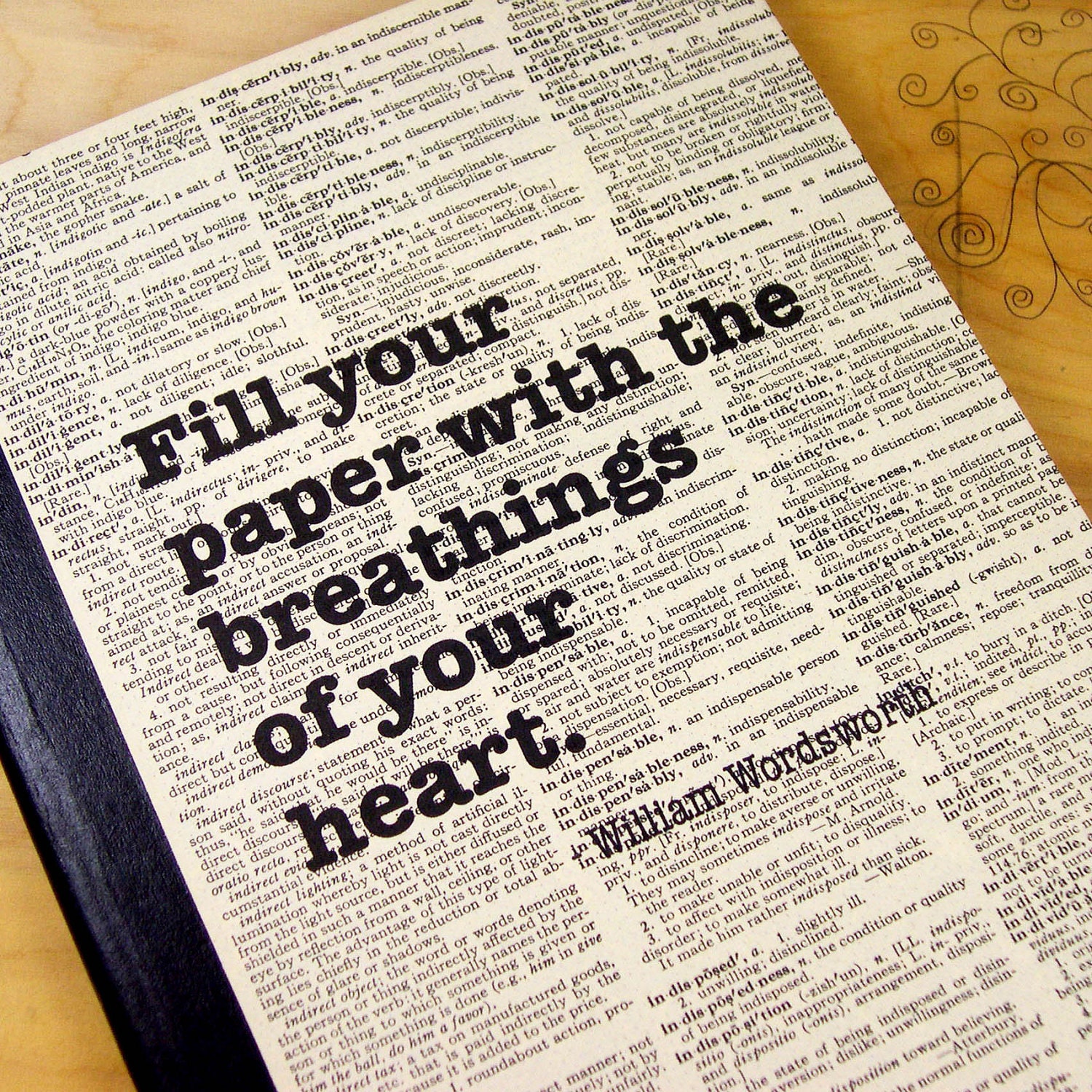 Diary Journal with Inspirational Quotation on a Dictionary Page