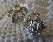 Vintage earrings clear rhinestones silver clip on 50's wedding bride