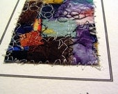 Quilted fiber art notecard, abstract design