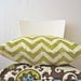 18 inch throw pillow cover, Chevron olive green and white. Zigzag pattern, modern print. For indoor use.