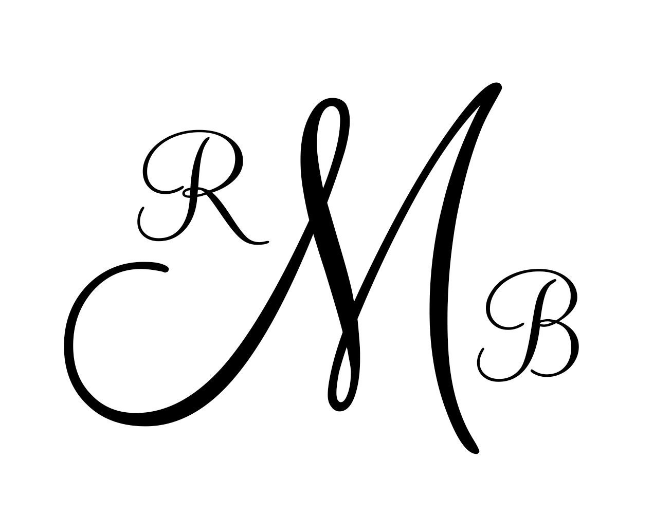 Personalized Monogram Initial Vinyl Wall Decal for Master Bedroom Living Room Wall Art Lettering 17"H x 23" W