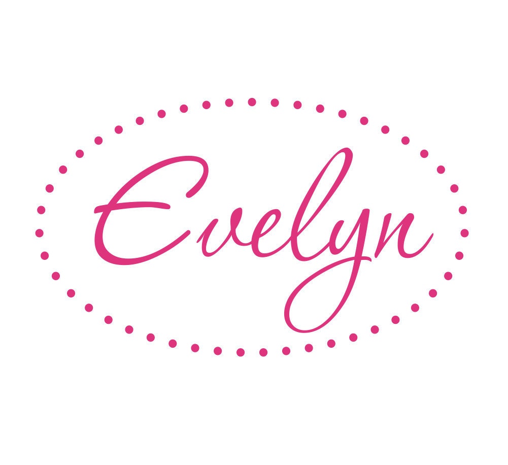 Name Wall Decal - Personalized Name Vinyl Wall Decals Polka Dot Oval for Girl Boy Baby Nursery 22Hx36W FS0192