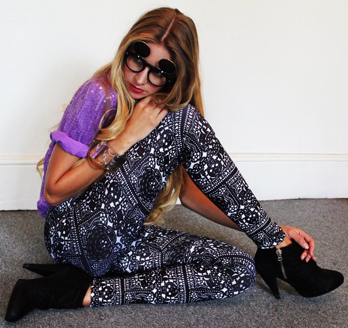 Leggings - Mexican Day Of The Dead Lace Print