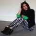 Women's Printed leggings, Green eyed cat print tights, Handmade