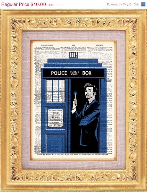 David Tennant As Dr Who - Geekery Dr Who - Buy 2 Get 1 FREE - Vintage Dictionary Print Vintage Book Print Page Art Upcycled Vintage Book Art