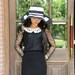 handmade crochet women sun hat with wide brim in white and black colors summer hat
