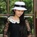 crochet hat handmade women summer straw hat with brim in White color exquisite style