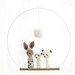 FINGER PUPPET MOBILE / Wall Hanging, Needle-Felted Kangaroo & Panda Family, Nursery or Home Decor and Soft Toy for a baby or a child