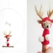 FINGER PUPPET MOBILE / Wall Hanging, Needlefelted Red Reindeer, Eco-Friendly Toy, home decor, children, baby, nursery, christmas