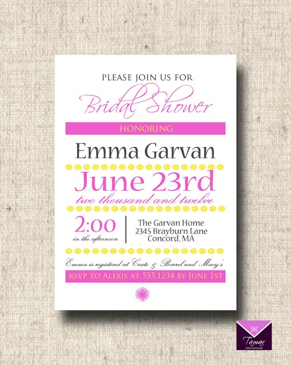 Printable Bridal Shower Invitation - Modern Bridal Shower, Baby Shower or Any Occasion Il_570xn