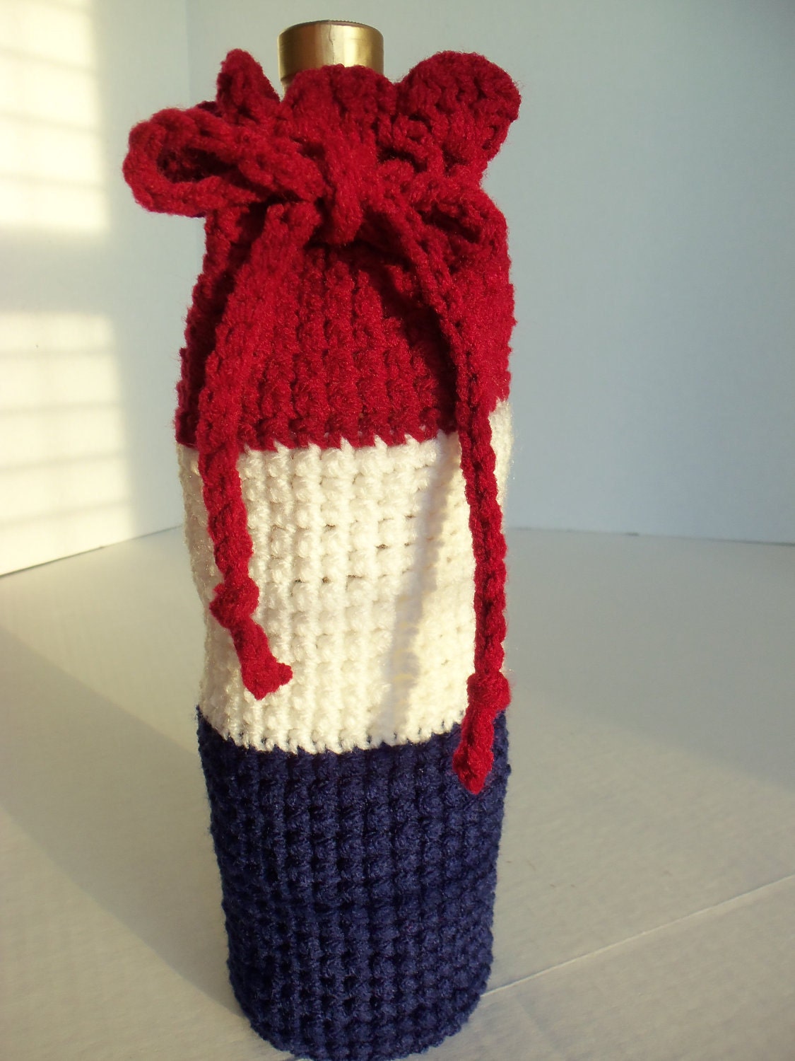 Americana Crochet Wine Gift Bag