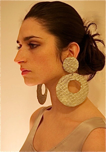 BIG -Oversized -Mesh -Hoop Earrings -Silver-Gold- by Pauletta Brooks Wearable Art