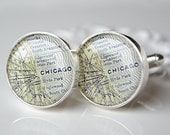 Chicago Map Cufflinks -  Keepsake gift for the groom and groomsmen on your wedding day by white truffle
