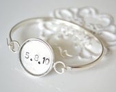 Custom date handstamped silver bracelet - Gift for the Bride, bridesmaid, mother of the bride sister