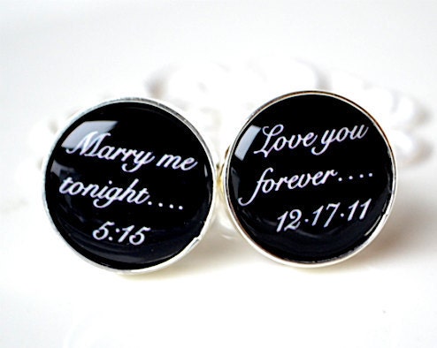 Marry Me custom date and time cufflinks - Keepsake gift for your wedding day