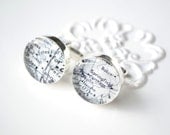 Custom vintage map cufflinks - select your destination - stainless steel metal cuff links for men - gift for him handcrafted in the USA