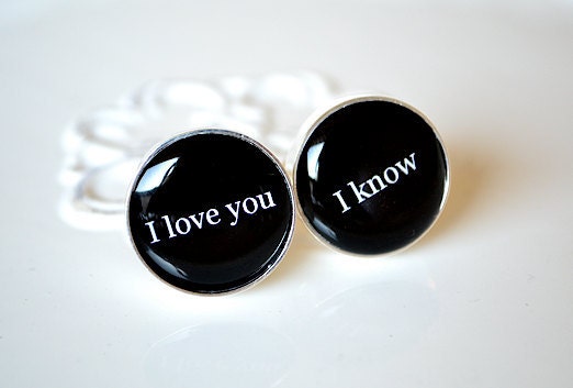 I love you I know cufflinks quote - gift for him on your wedding day, anniversary or just becuase - star wars quote