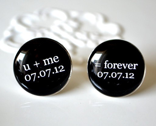 Personalized Cufflinks - with white classic font print inspired by love -  custom keepsake accessory gift for him