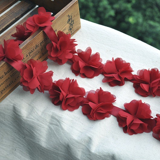 Wine Red Flower Lace, Bridal Headpiece, Bridal Flower, Floral Crown