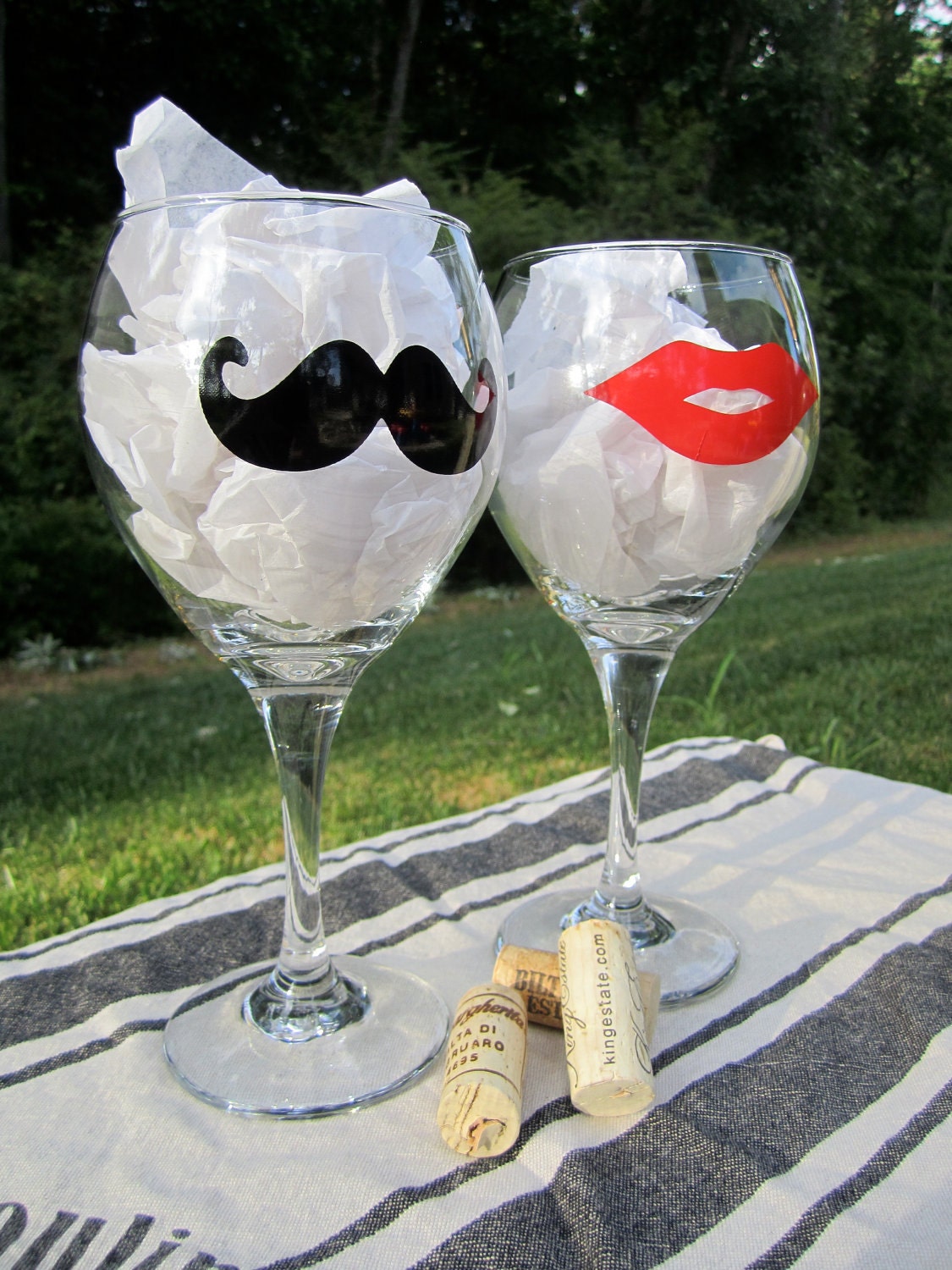 Mustache and Lips Wine Glasses