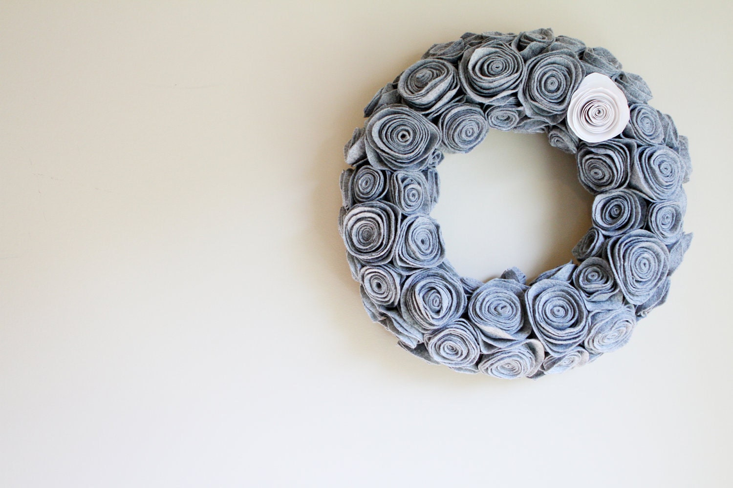 Handmade Grey Felt Rosette Wreath