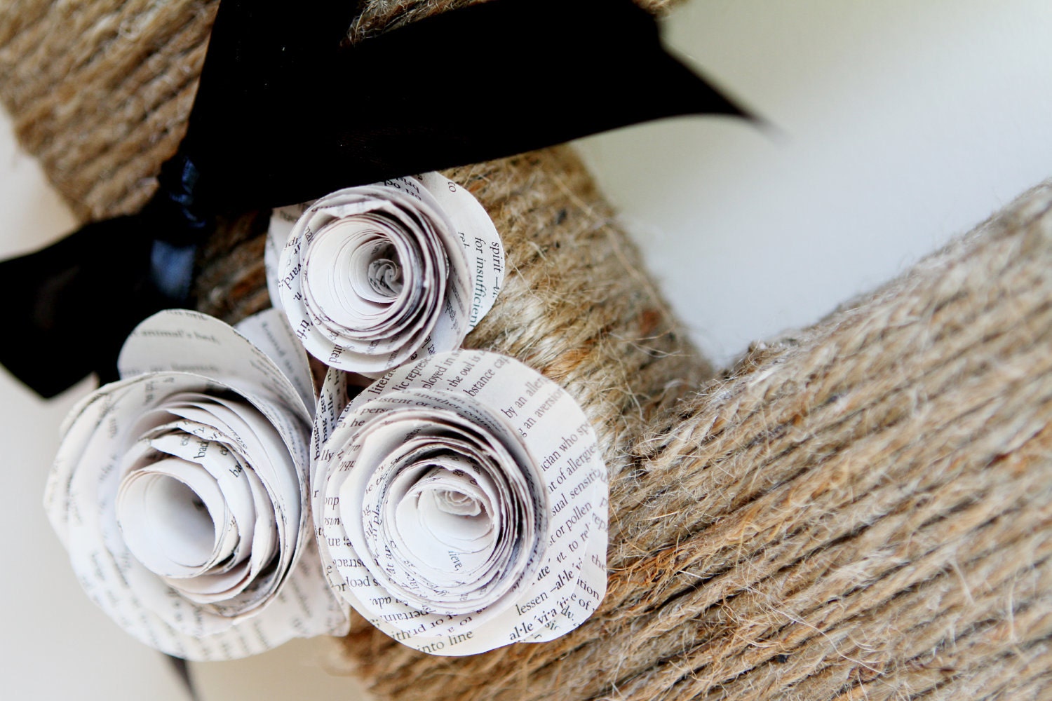 The Original Monogram Wreath seen on Pinterest.  Shabby Chic. Custom felt or book page roses.