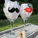Mustache and Lips Wine Glasses