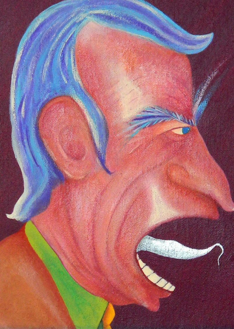 Original Canvas Painting - Acrylic - 8 x 10 - Black Frame - Silver Tongue Tom