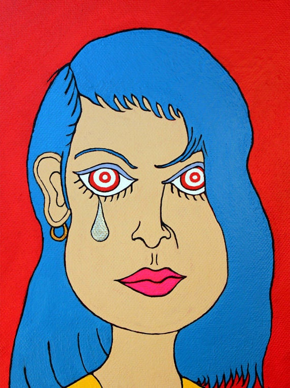 Framed Original Painting - 8x10 Acrylic Canvas Art - Senorita Spiral-Eyes