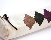 canvas pencil case navajo hand painted canvas pouch tribal south american zipper pouch cosmetics