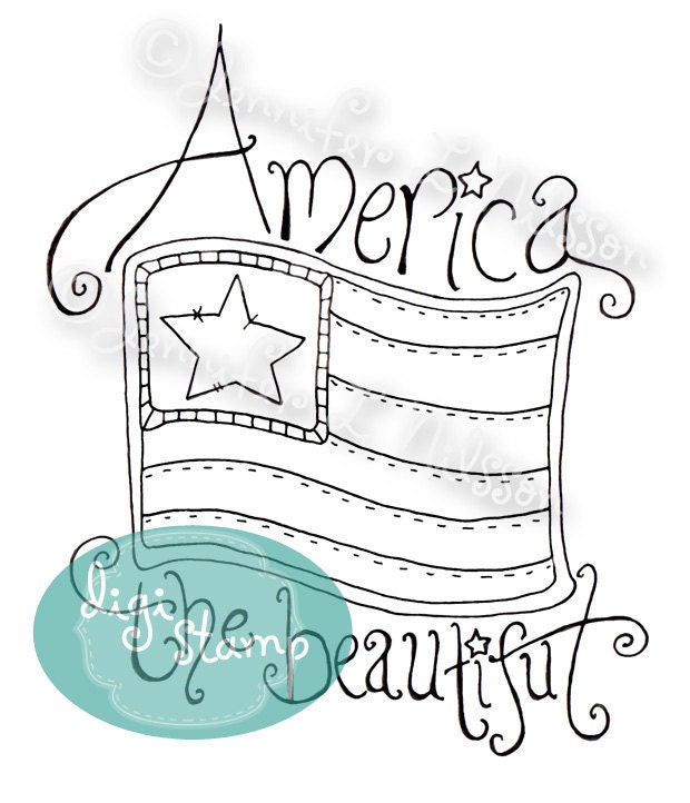 Digital Stamp - America the Beautiful - digistamp