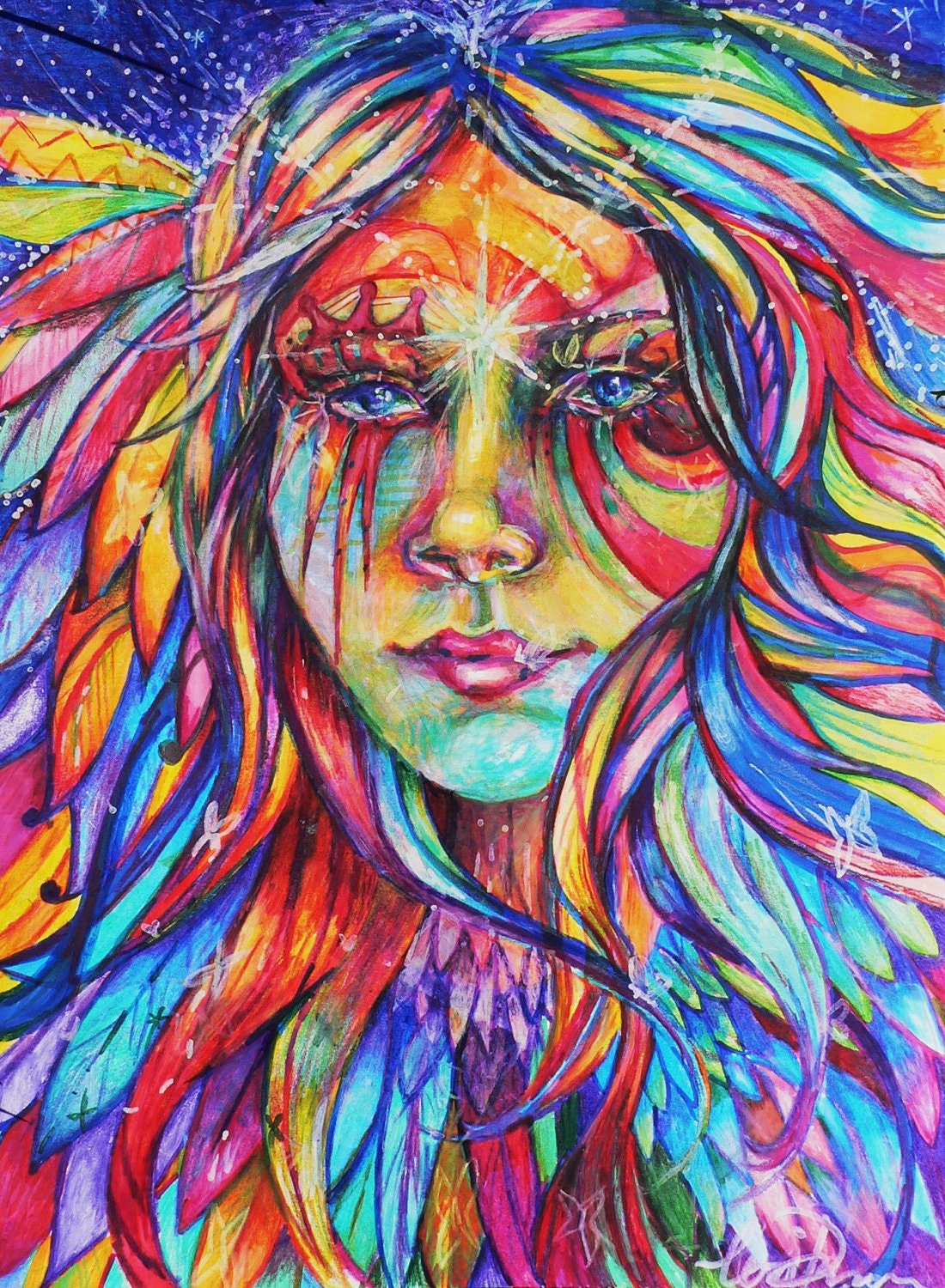 Indweller.  Colorful, psychedelic self-portrait