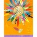 Flower Child Abstract Sunflower Daisy ORIGINAL PAINTING Collage Folk art Garden  by Elizabeth Rosen