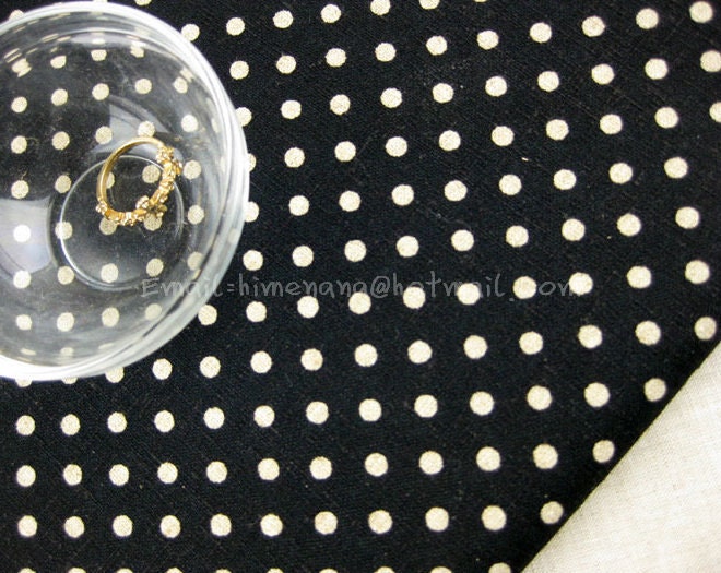 ZL8950B - Japanese Cotton Linen Fabric - Dots - Black - half yard