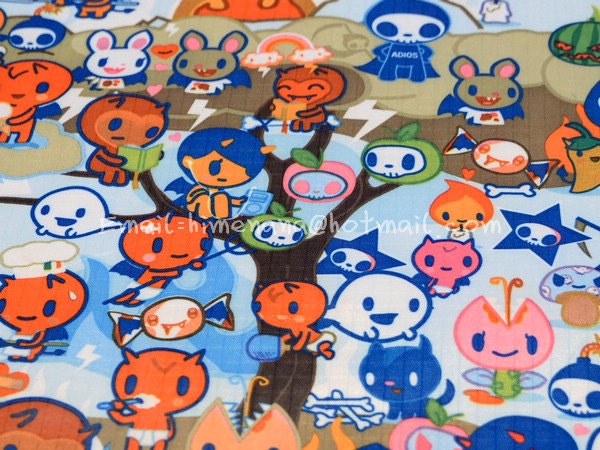 0113B - 1 Yard Vinyl Waterproof Fabric - Little Devil - Blue