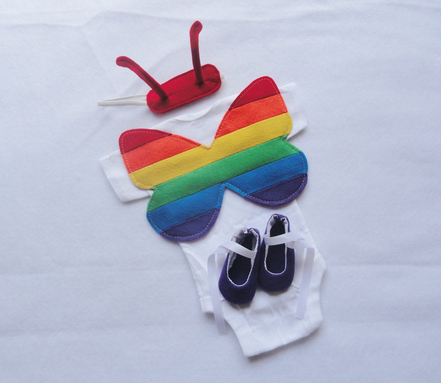 Baby rainbow butterfly photo prop, costume, onesie