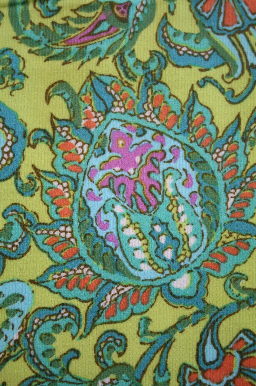 Amy Butler Soul Blossoms Lemon Dancing Paisley Fabric  - 1 Yard